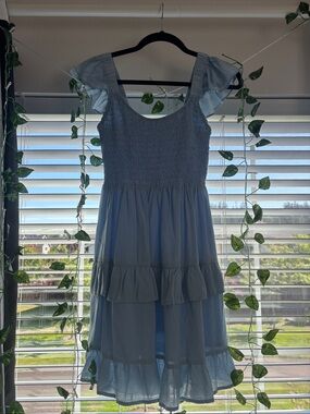 Girls' Light Blue Ruffle Sundress